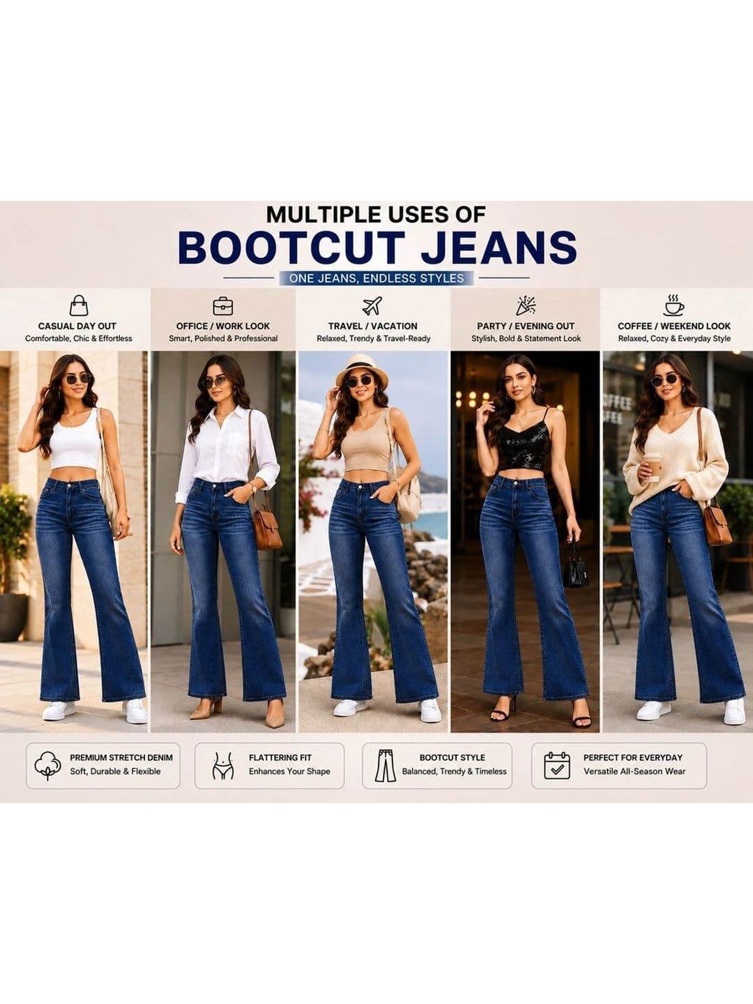ADBUCKS Women Bootcut High-Rise Stretchable Jeans thumbnail 6
