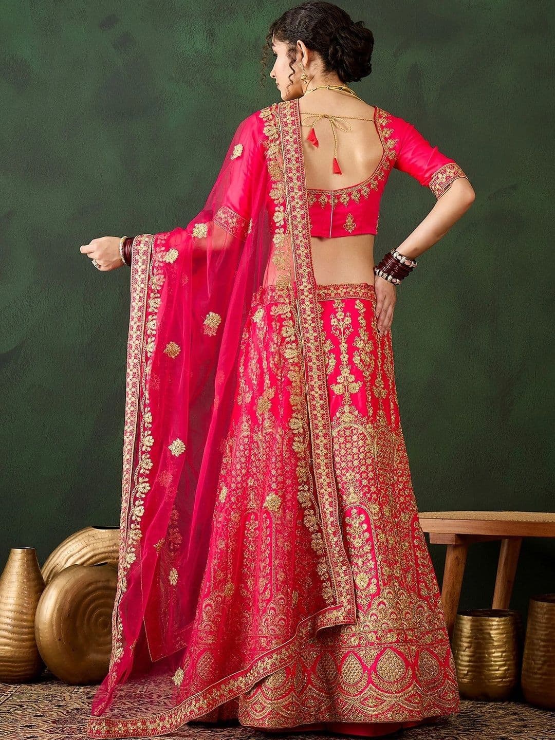 Mitera Embroidered Semi-Stitched Lehenga & Unstitched Blouse With Dupatta thumbnail 7