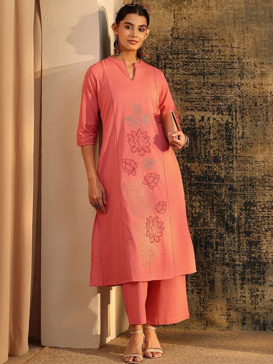 Libas Embroidered Tunic with Palazzos - view 1