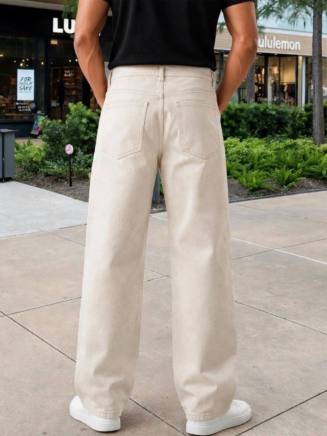 HERE&NOW Men's Light Beige Wide-Leg Jeans thumbnail 5