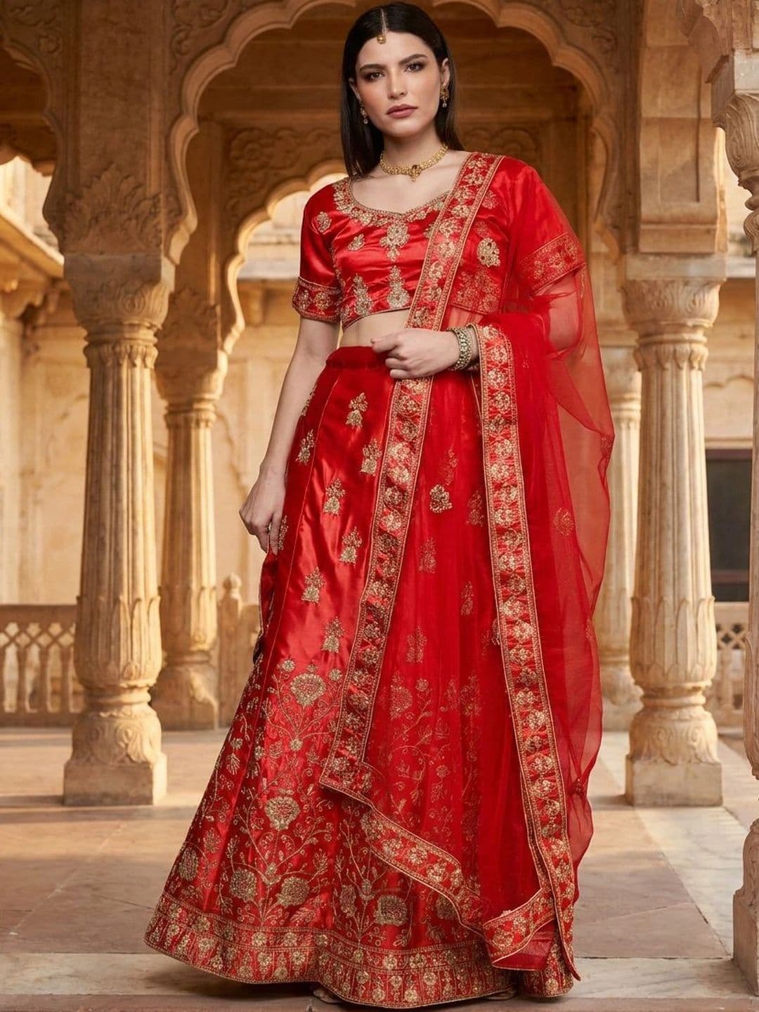 Anouk Rustic Embroidered Semi-Stitched Lehenga & Unstitched Blouse With Dupatta - view 1