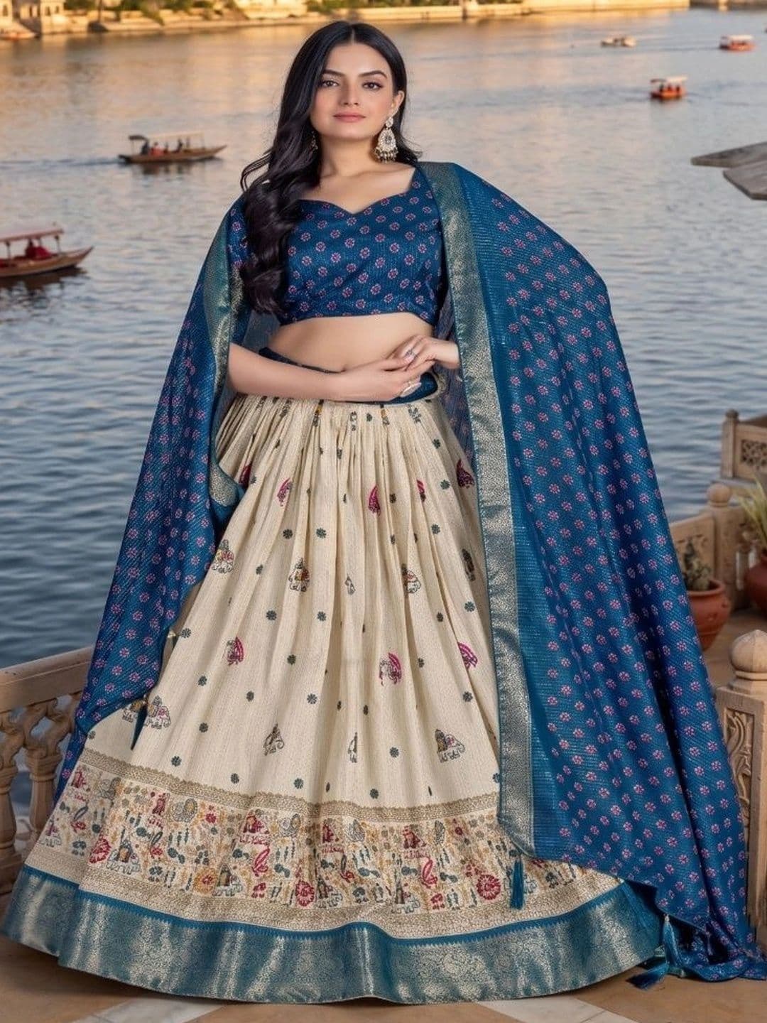 Anouk Printed Semi-Stitched Lehenga & Unstitched Blouse With Dupatta thumbnail 3