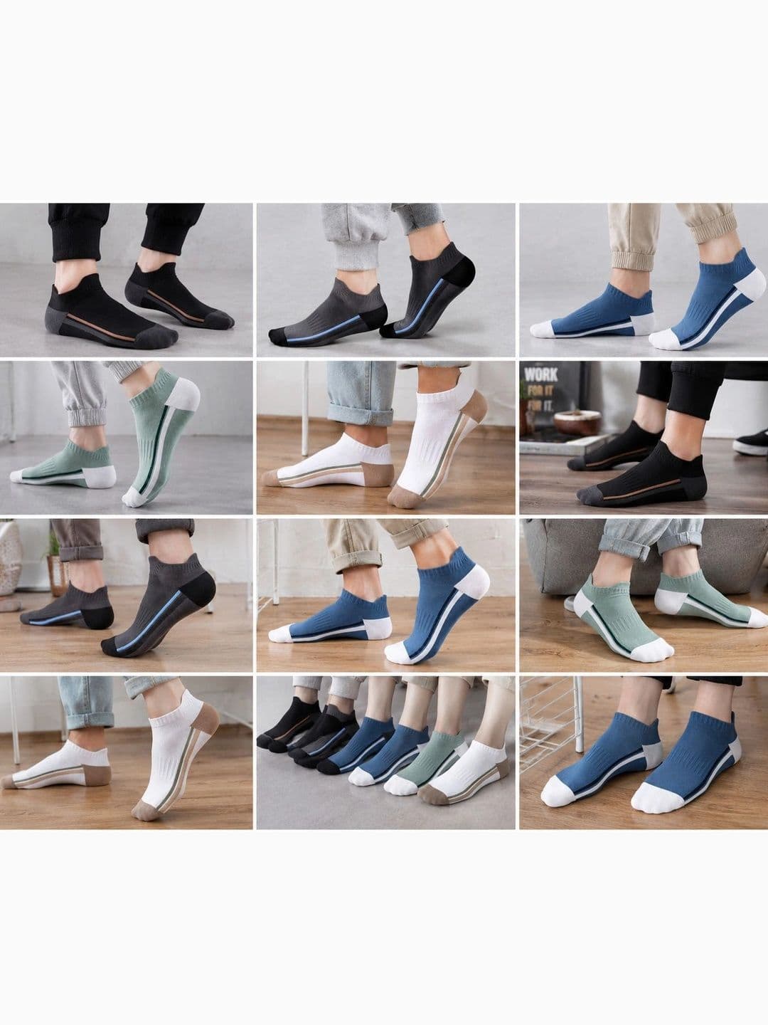 MERCEHIVE Men Pack of 5 Cotton Assorted Striped Ankle Length Socks thumbnail 4