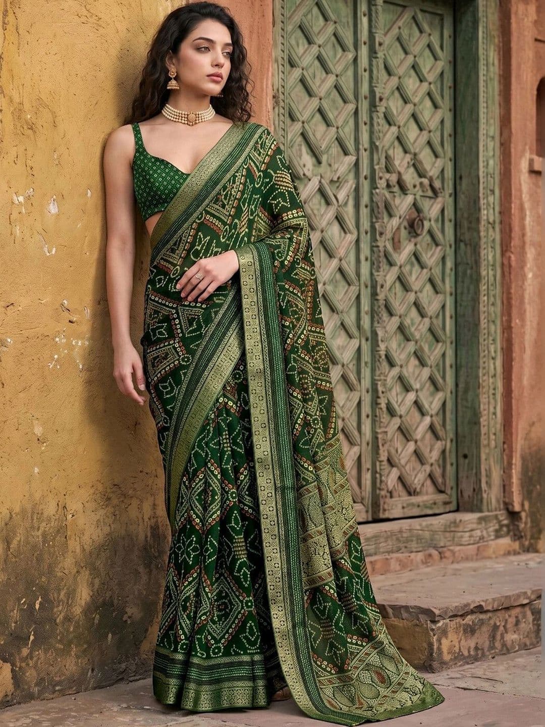SAARA Bandhani Pure Chiffon Saree - view 1