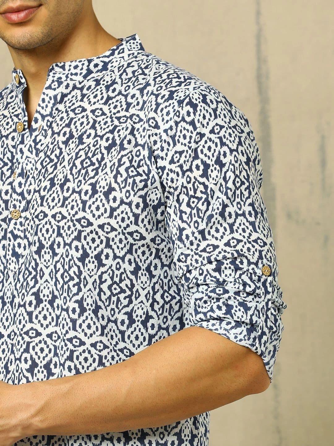 Anouk Printed Cotton Mandarin Collar Short Kurta thumbnail 3