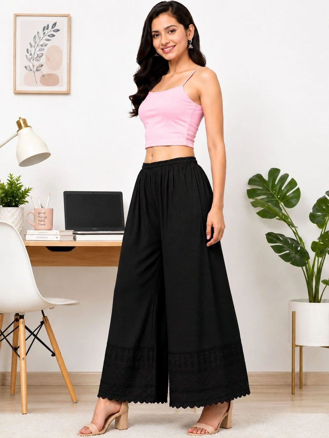 Threadbloom Women Embellished Knitted Ethnic Palazzos thumbnail 2