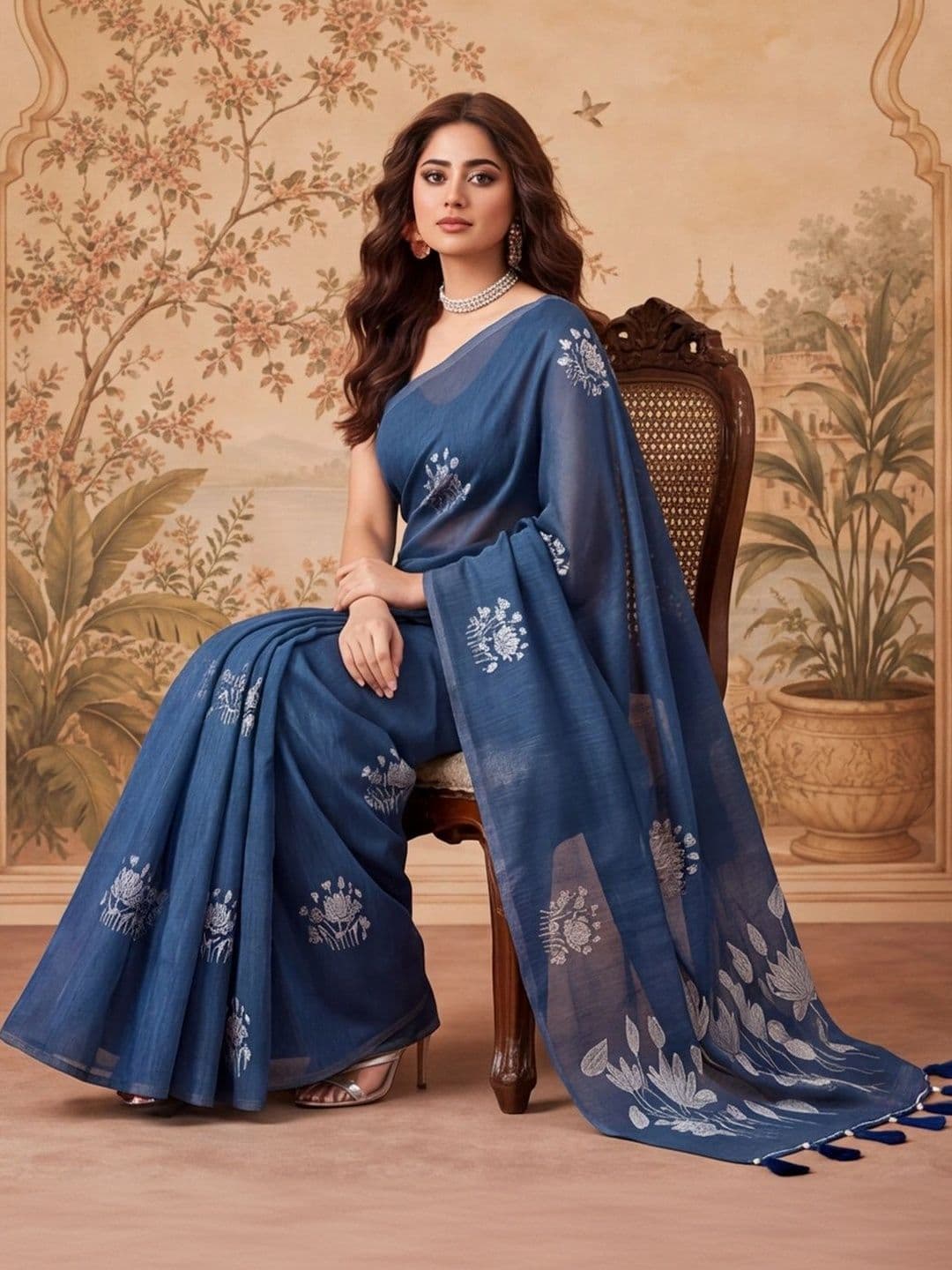 Jaipur Kurti  Women Woven Design Silk Cotton Fusion Banarasi Saree thumbnail 2