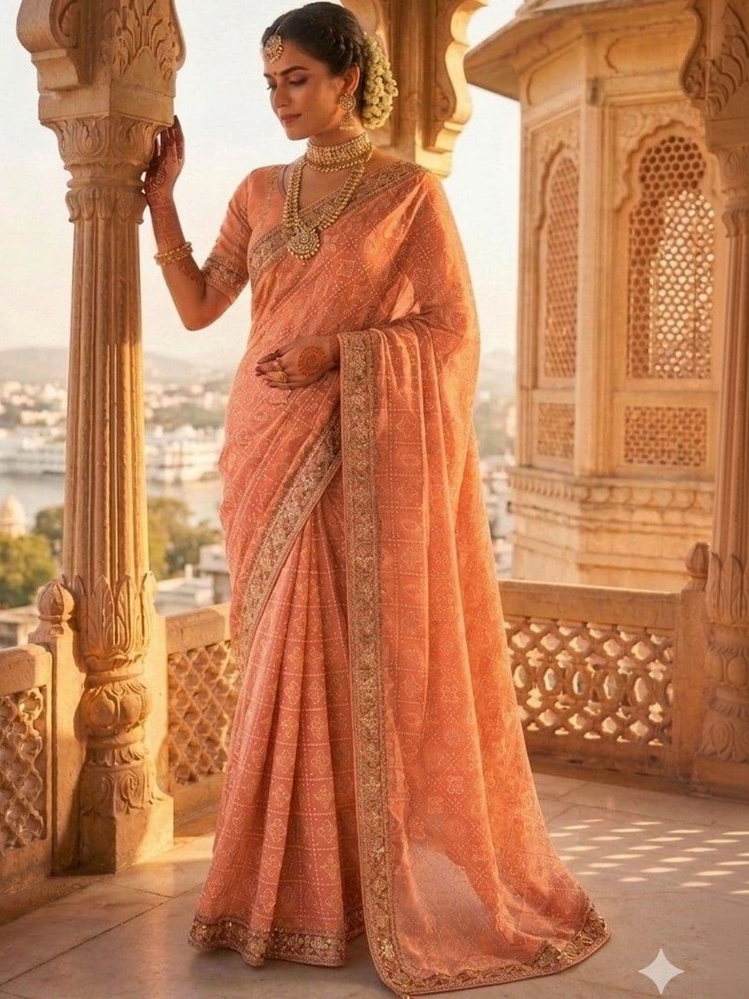 SmileyFashion Bandhani Embroidered Art Silk Designer Bandhani Saree - view 1