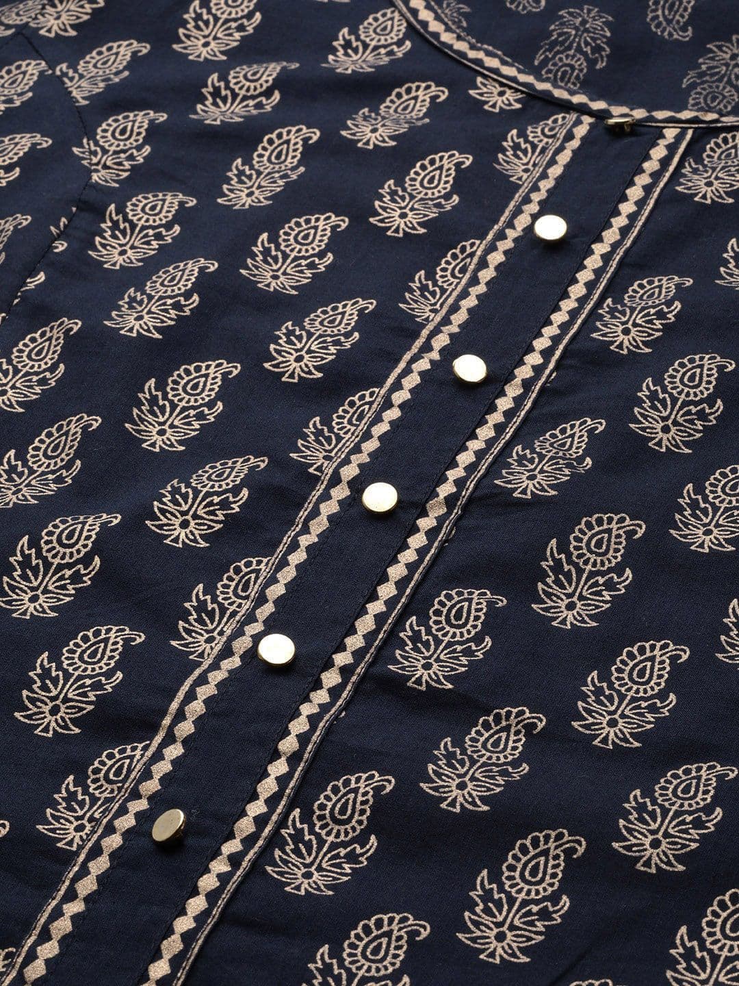 KALINI Round Neck Ethnic Motifs Printed Cotton A-Line Kurta thumbnail 5