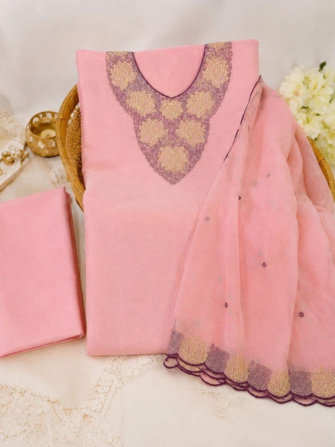 Krishna Tanna Embroidered Silk Crepe Unstitched Dress Material thumbnail 6