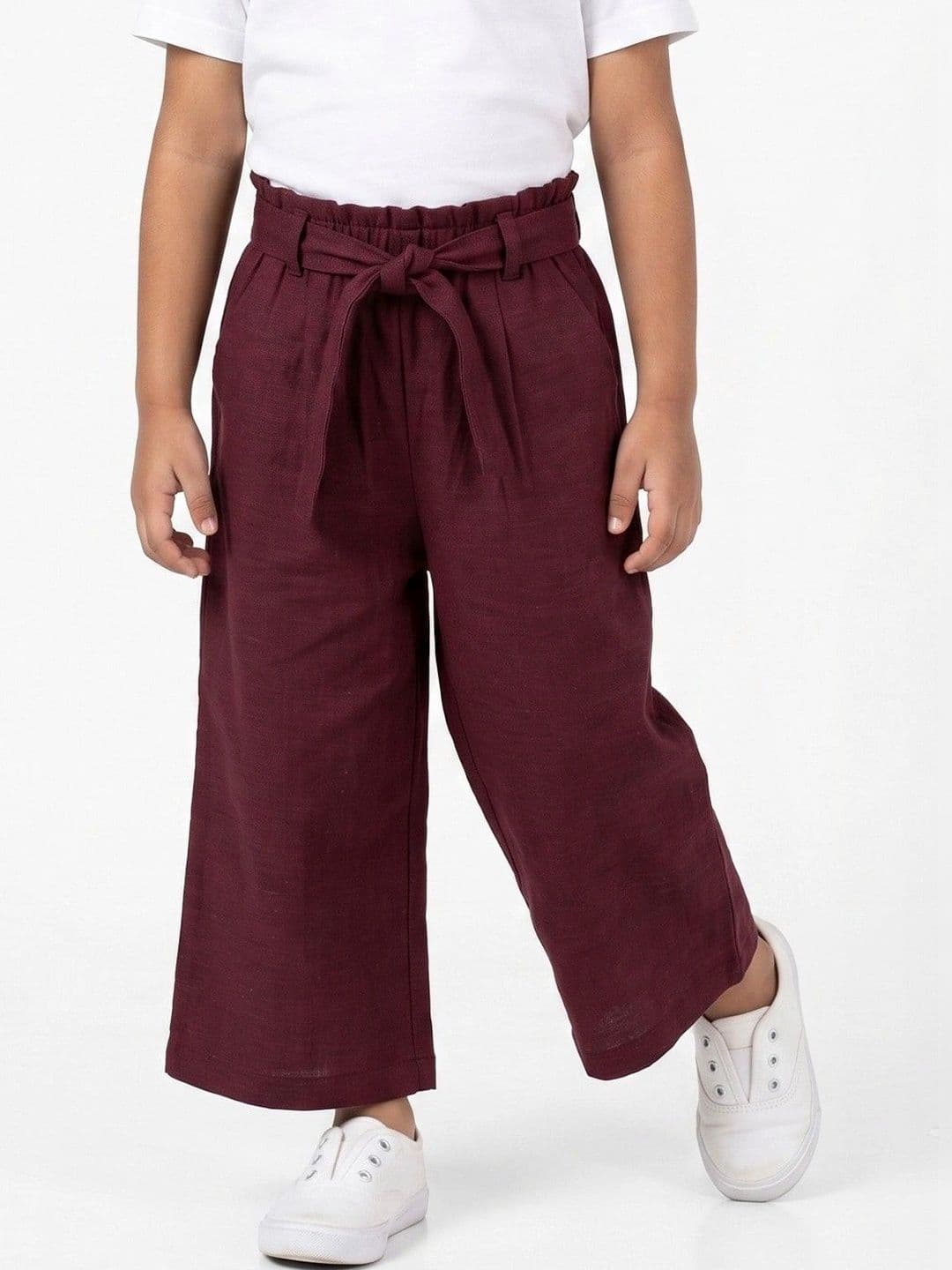 makemyfab Girls Linen Cropped Palazzos - view 1
