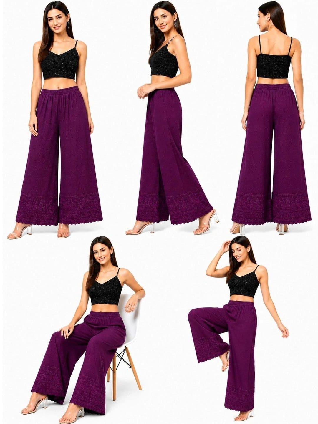 Threadbloom Women Embroidered Knitted Ethnic Palazzos thumbnail 3