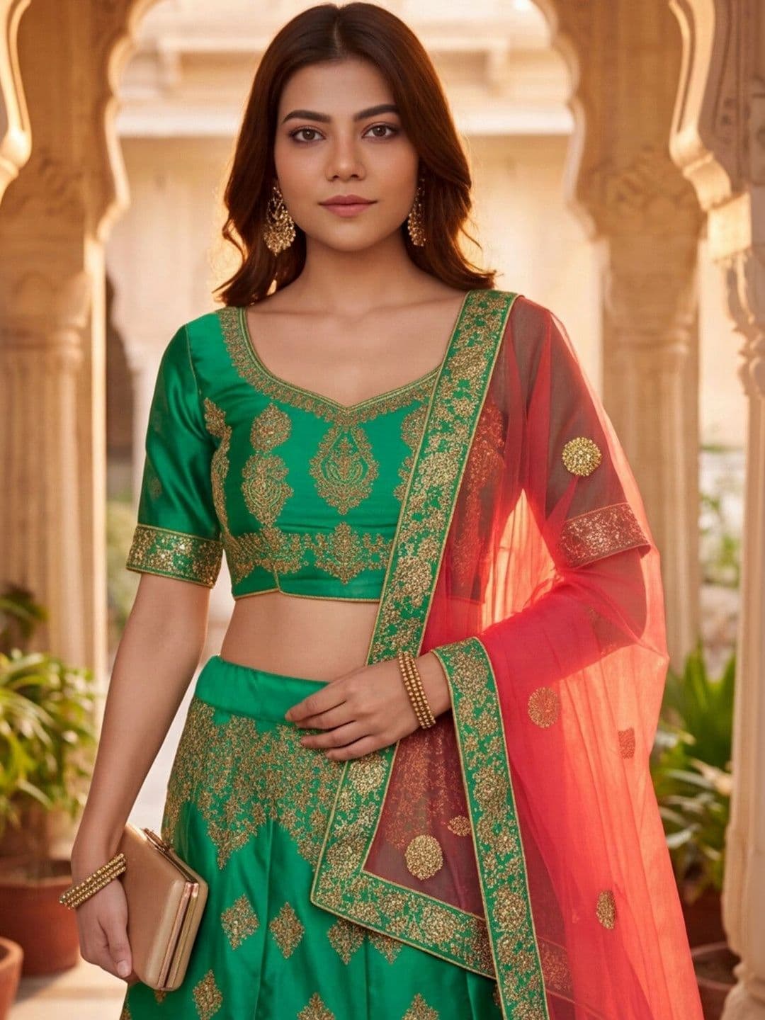 Anouk Rustic Embroidered Semi-Stitched Lehenga & Unstitched Blouse With Dupatta thumbnail 5
