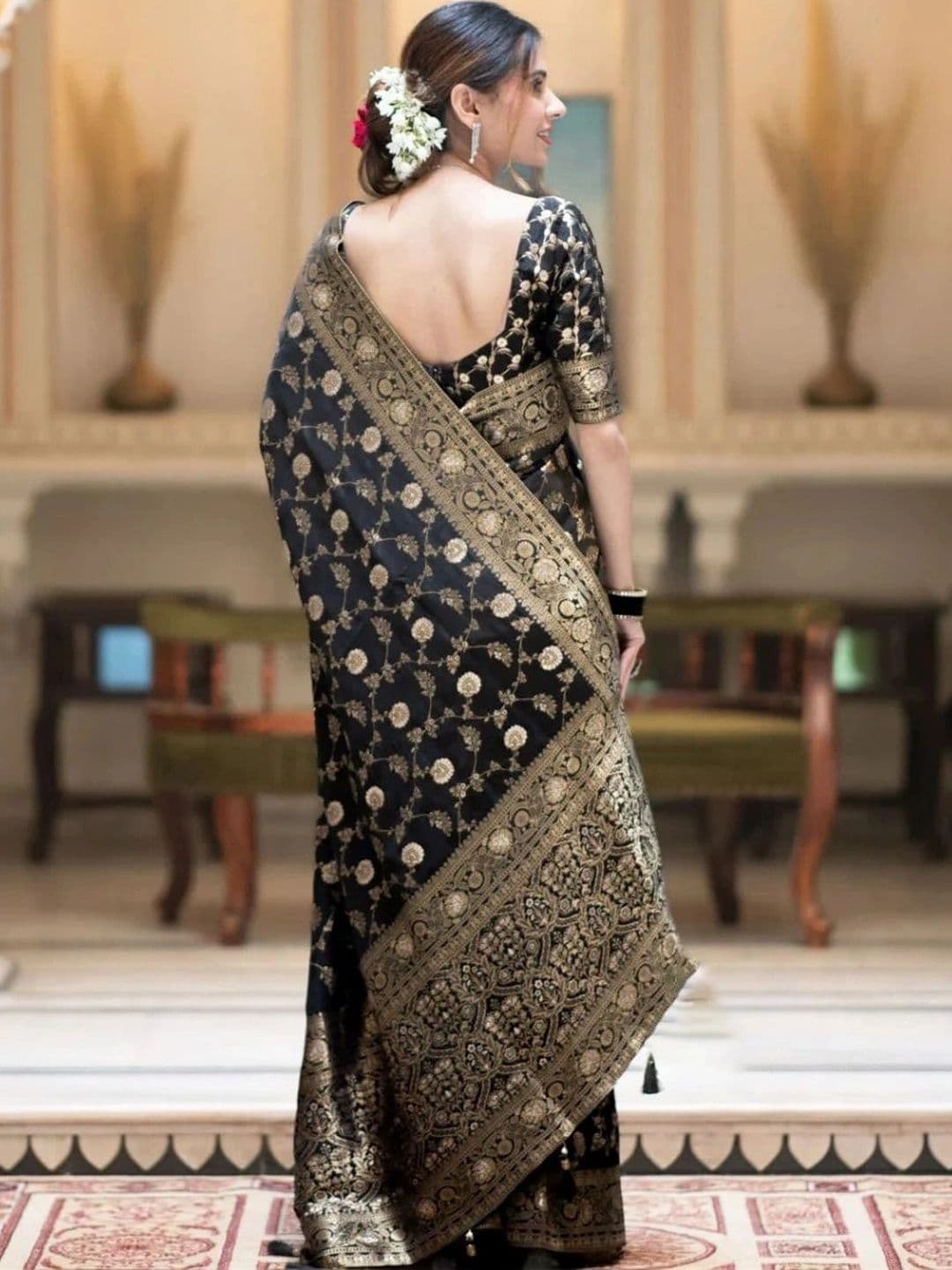 revika Woven Design Zari Art Silk Designer Kanjeevaram Saree thumbnail 4
