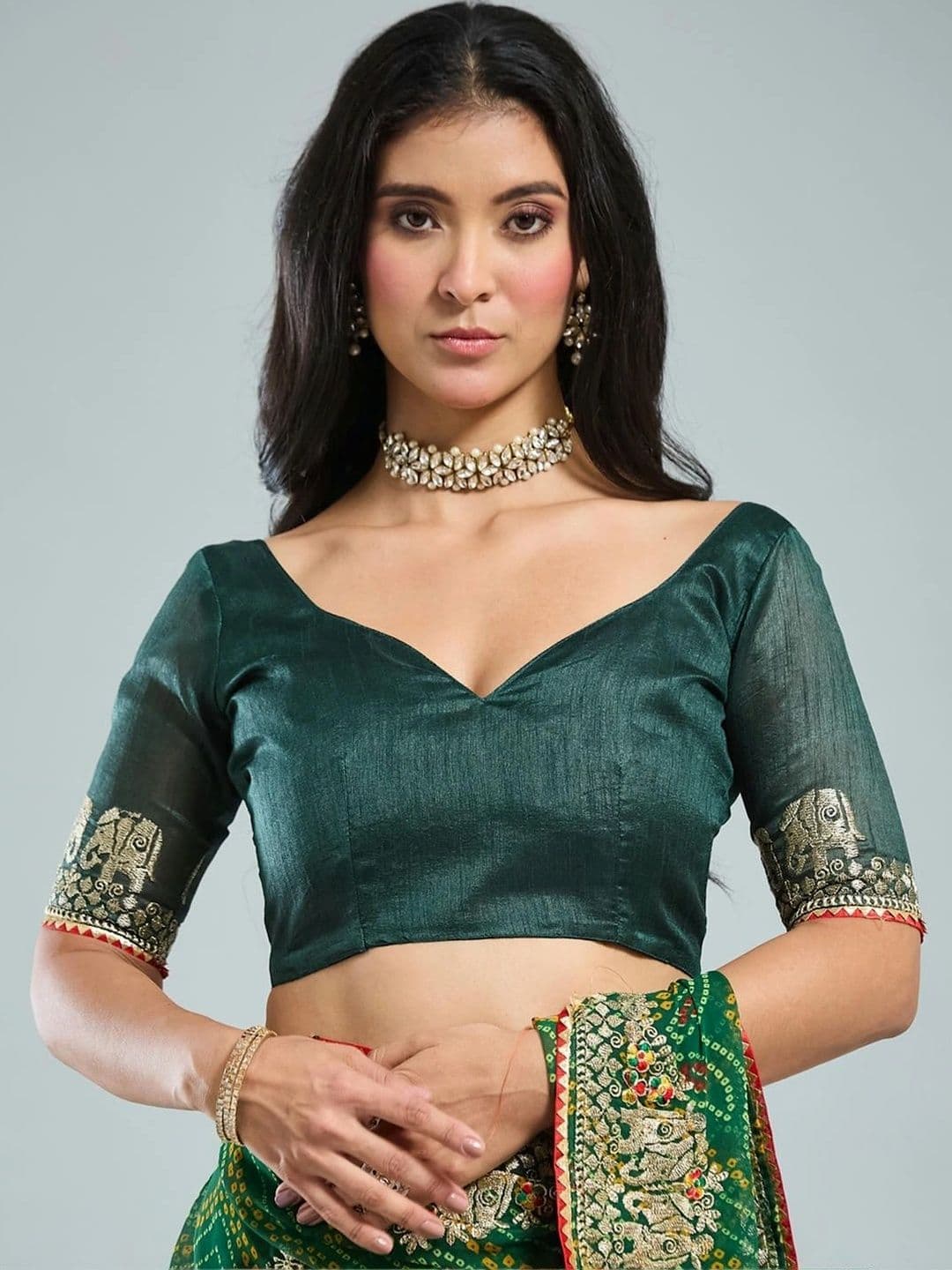 SAMANTHA Bandhani Embroidered Poly Georgette Bandhani Saree thumbnail 6