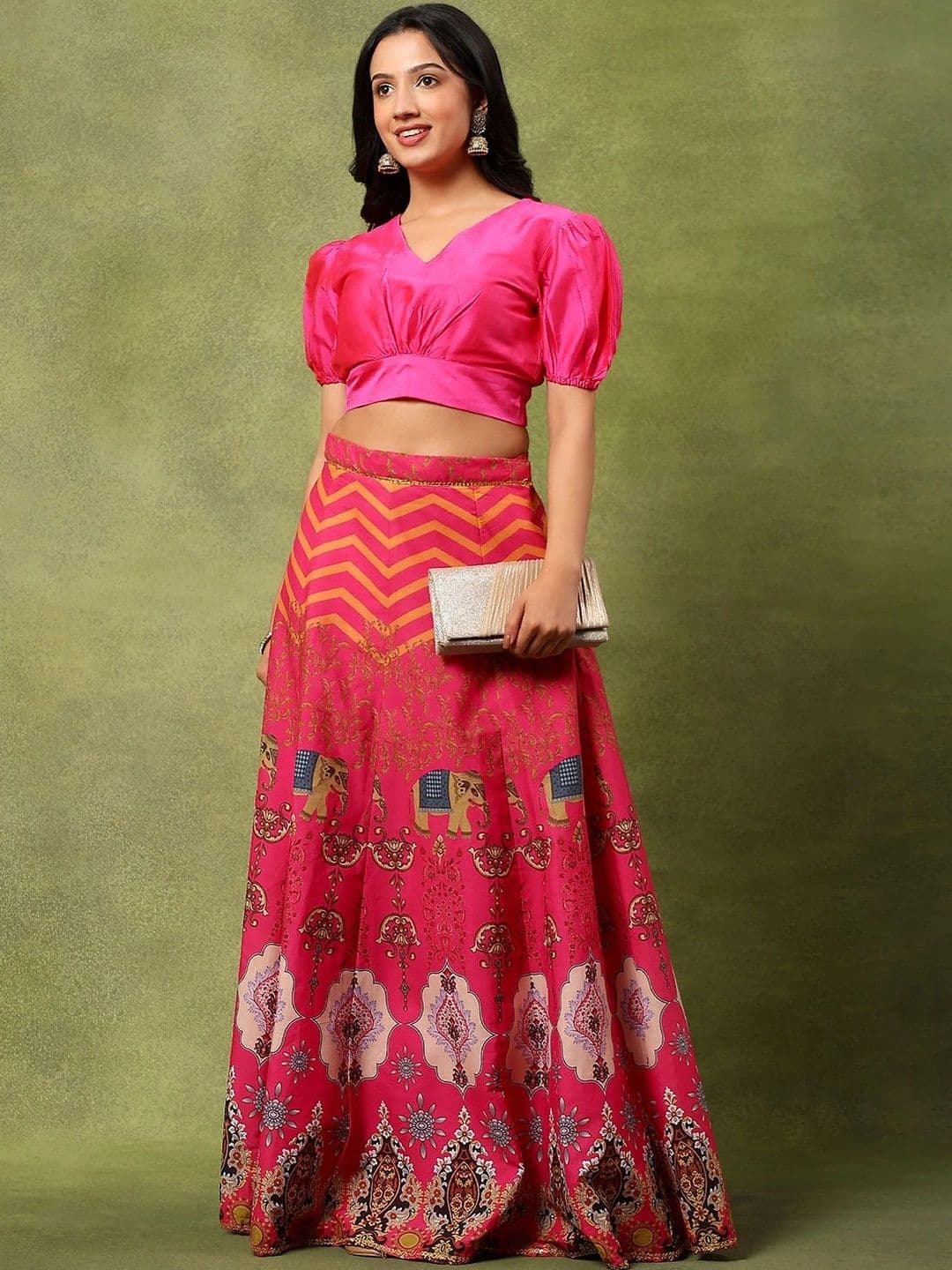 Frolic Rolic Silk Blouse & Printed Chanderi Skirt Set thumbnail 6
