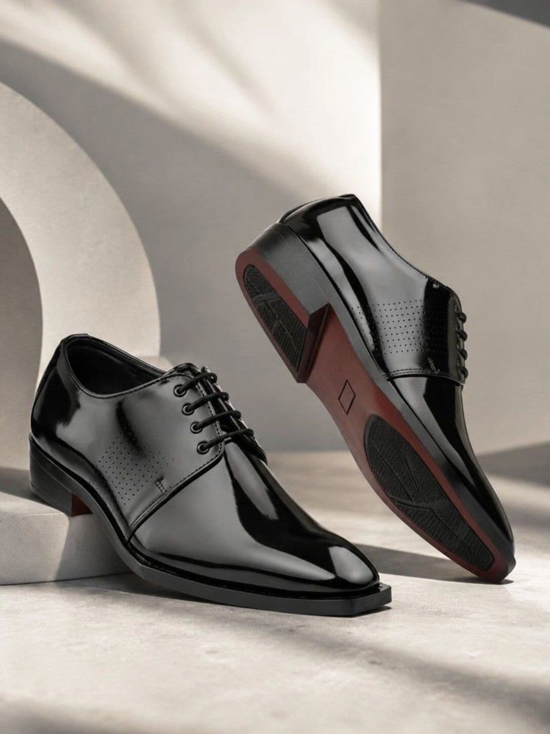 House of Pataudi Men Textured Square Toe Lace-Ups Derbys Formal Shoes - view 1