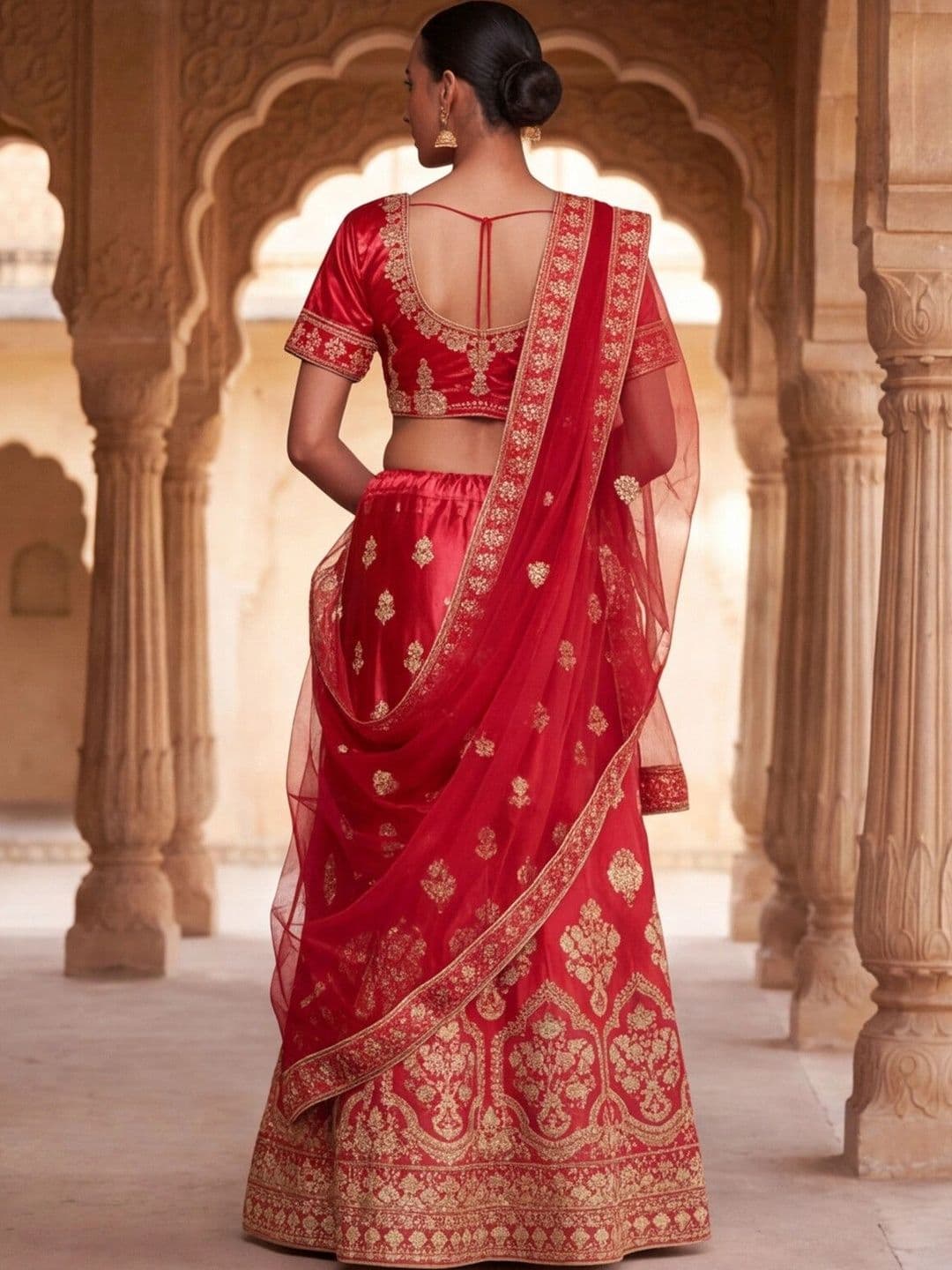Anouk Rustic Embroidered Semi-Stitched Lehenga & Unstitched Blouse With Dupatta thumbnail 6