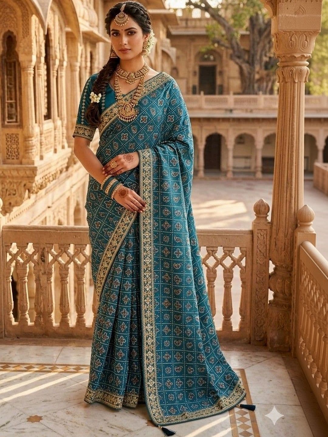 SmileyFashion Bandhani Zari Art Silk Designer Bandhani Saree - view 1