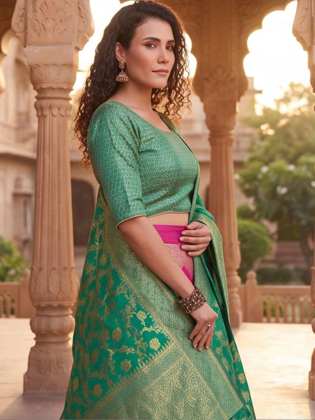 Mitera Semi-Stitched Lehenga & Unstitched Blouse With Dupatta thumbnail 3