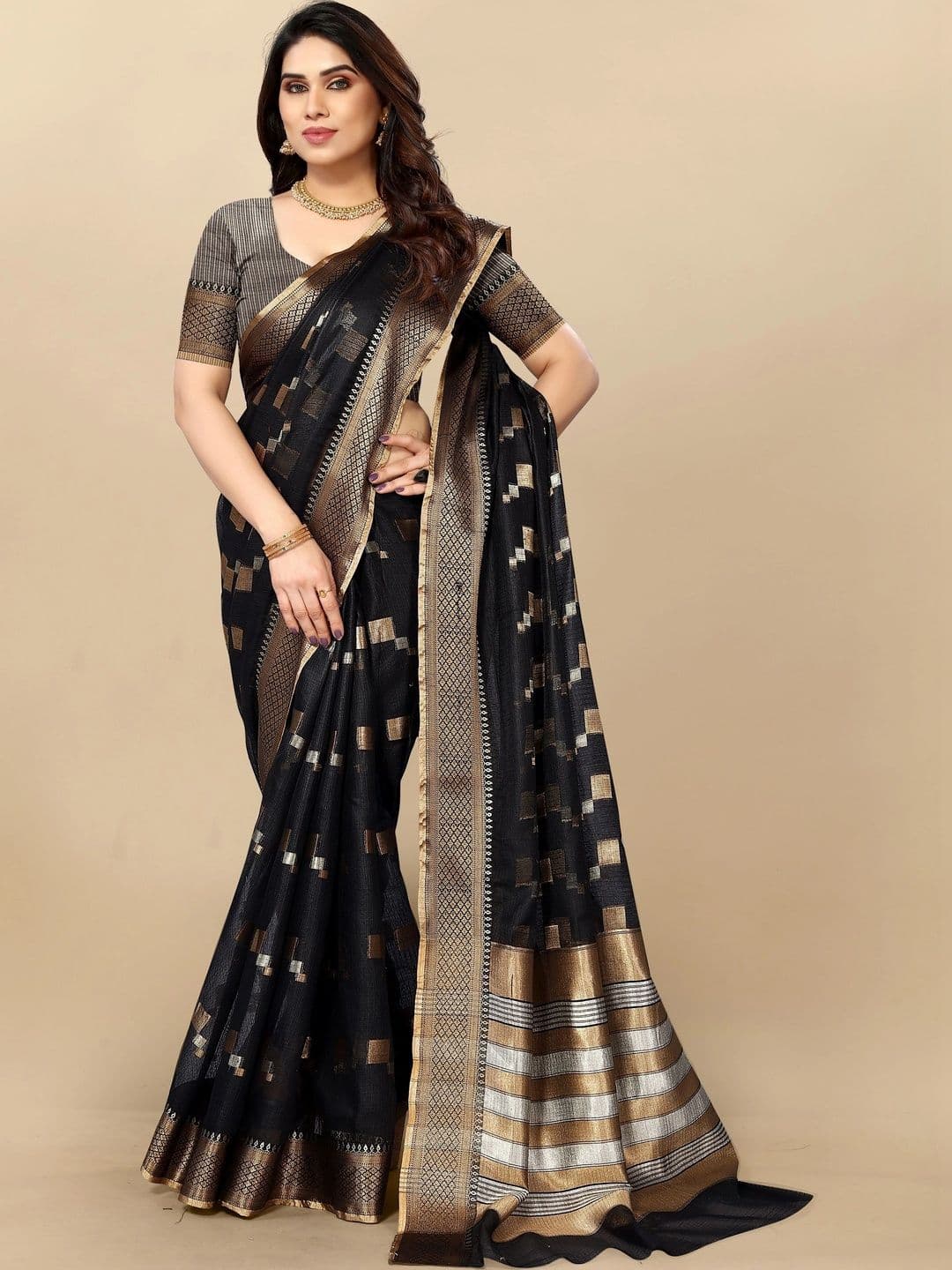 Sangria Women Woven Design Zari Designer Kota Saree thumbnail 2