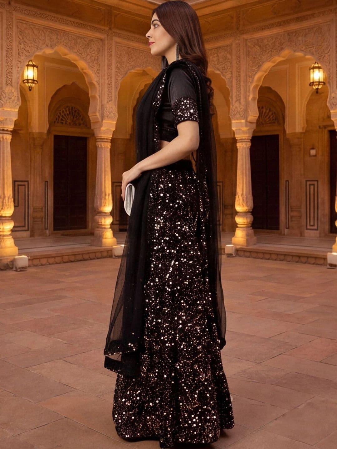 Anouk Rustic Embellished Sequinned Semi-Stitched Lehenga & Unstitched Blouse With Dupatta thumbnail 7