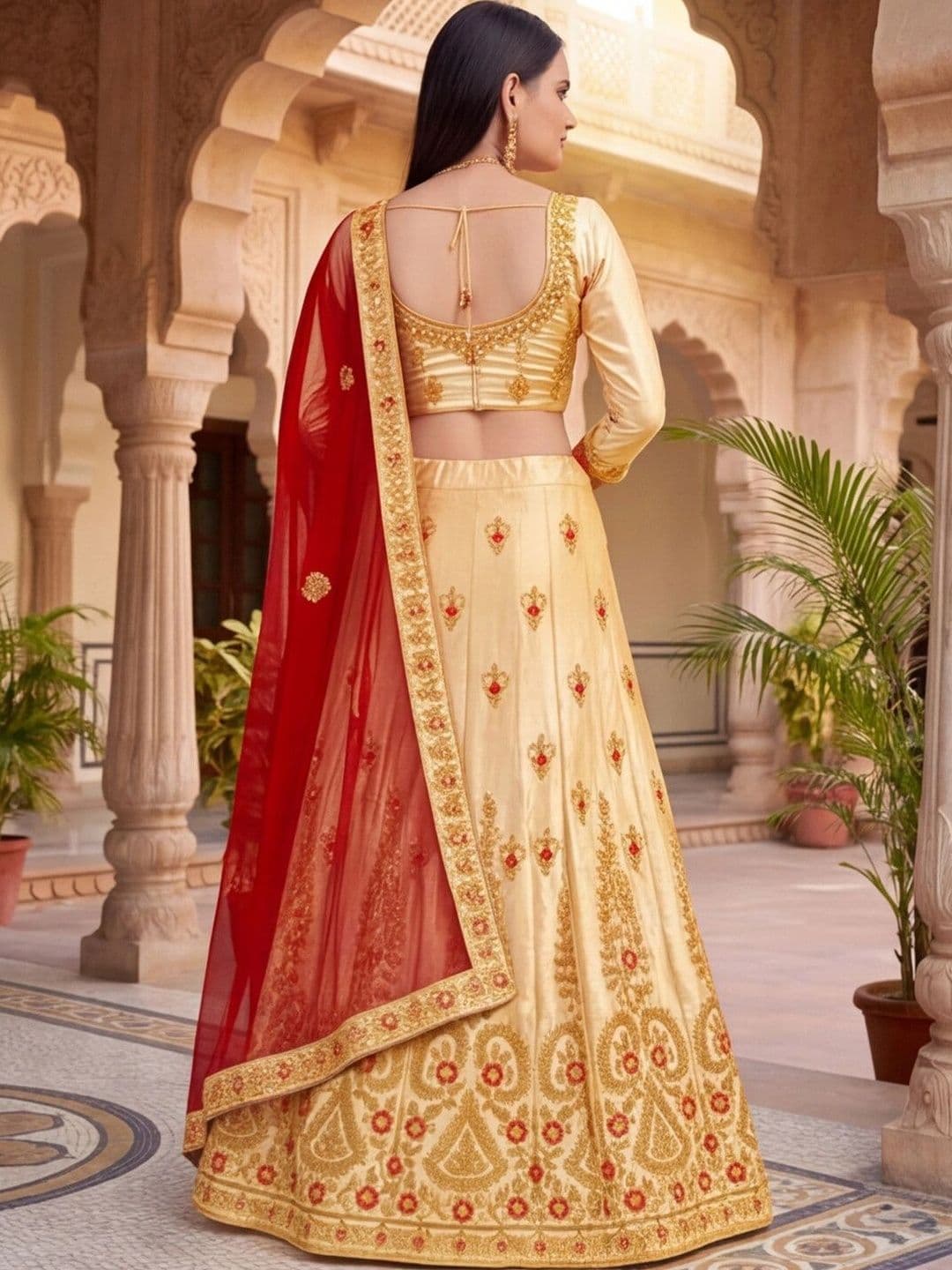 Anouk Rustic Thread Work Semi-Stitched Lehenga & Unstitched Blouse With Dupatta thumbnail 2