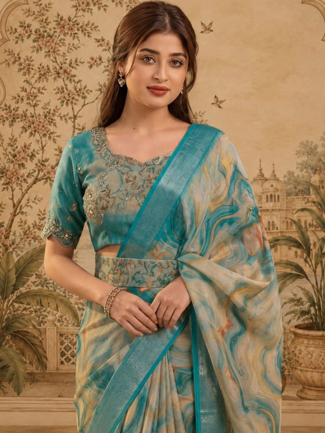 Jaipur Kurti Zari Silk Cotton Fusion Saree thumbnail 5