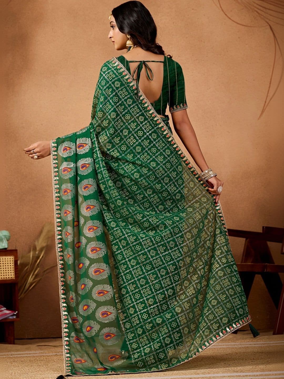 all about you Bandhani Gotta Patti Poly Georgette Designer Bandhani Saree thumbnail 2