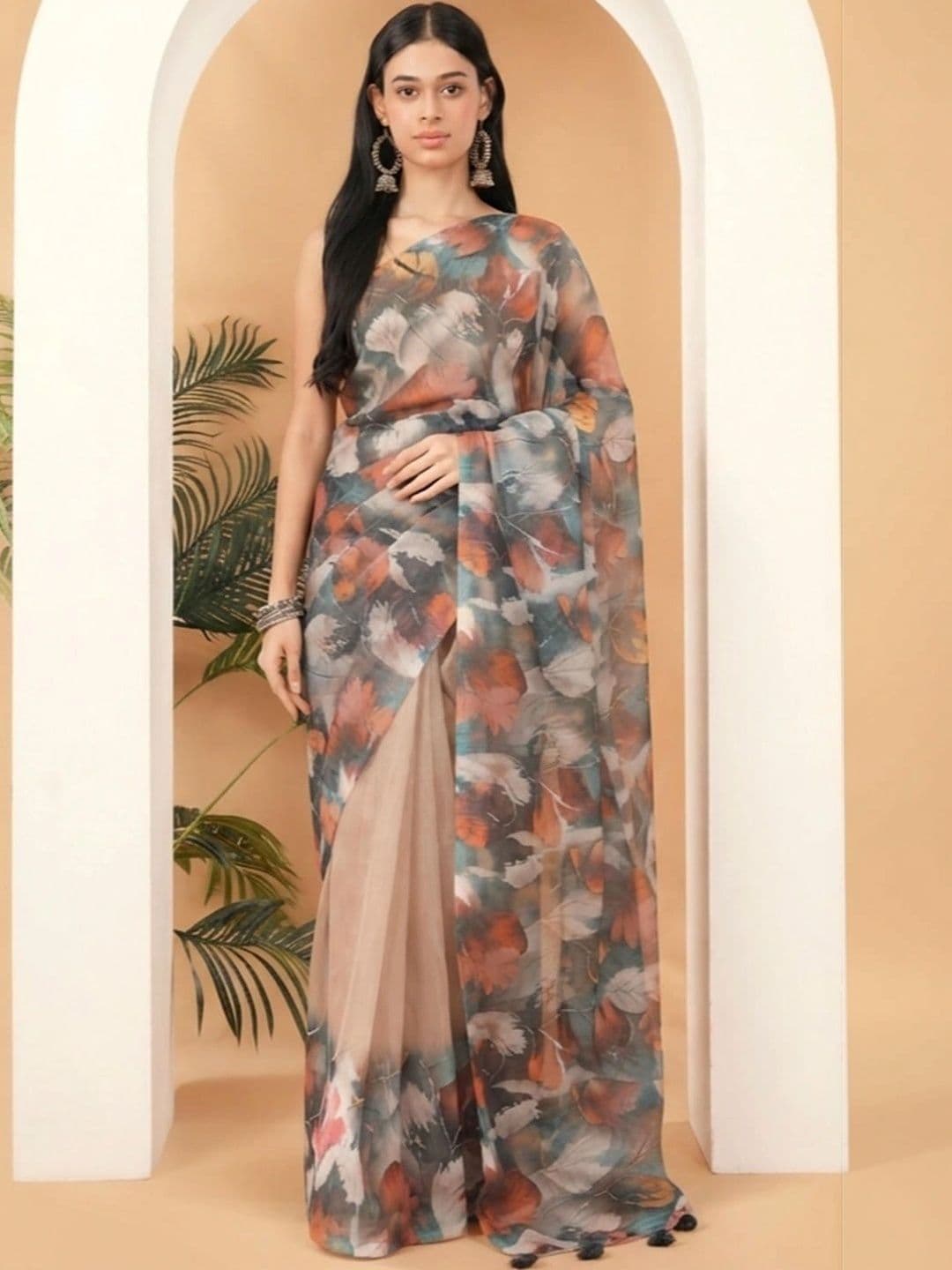 SAMANTHA Floral Zari Organza Saree - view 1