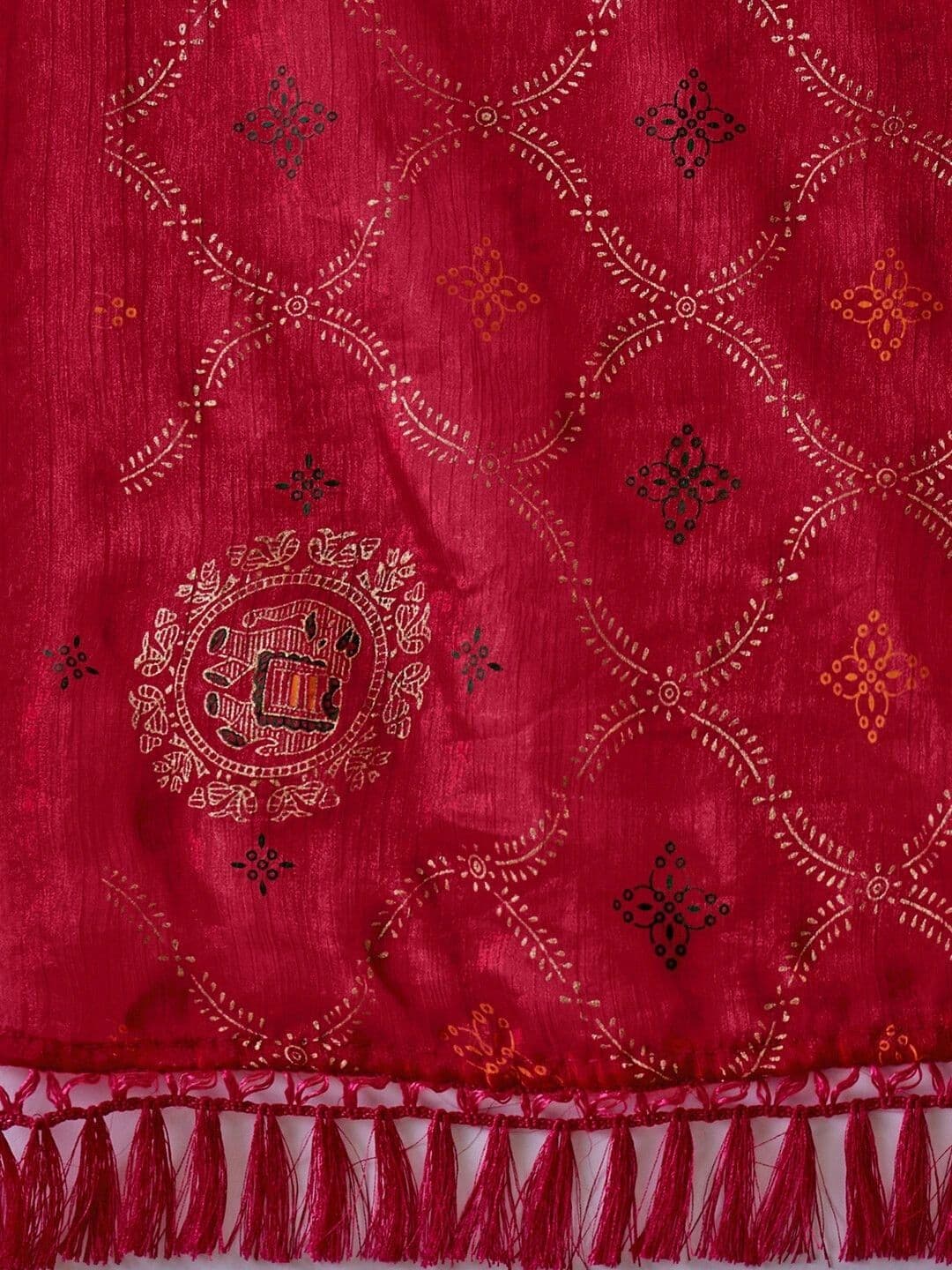 HERE&NOW Women Woven Design Pure Chiffon Fusion Saree thumbnail 4