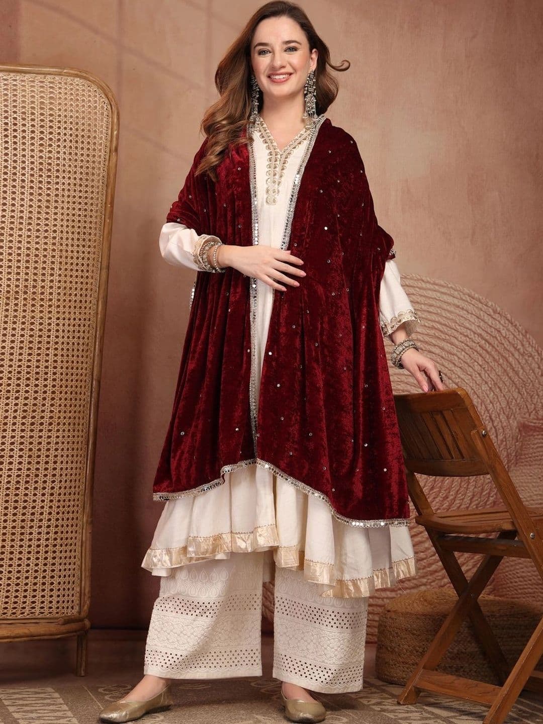 Clora Creation Velvet Dupatta with Sequinned thumbnail 6