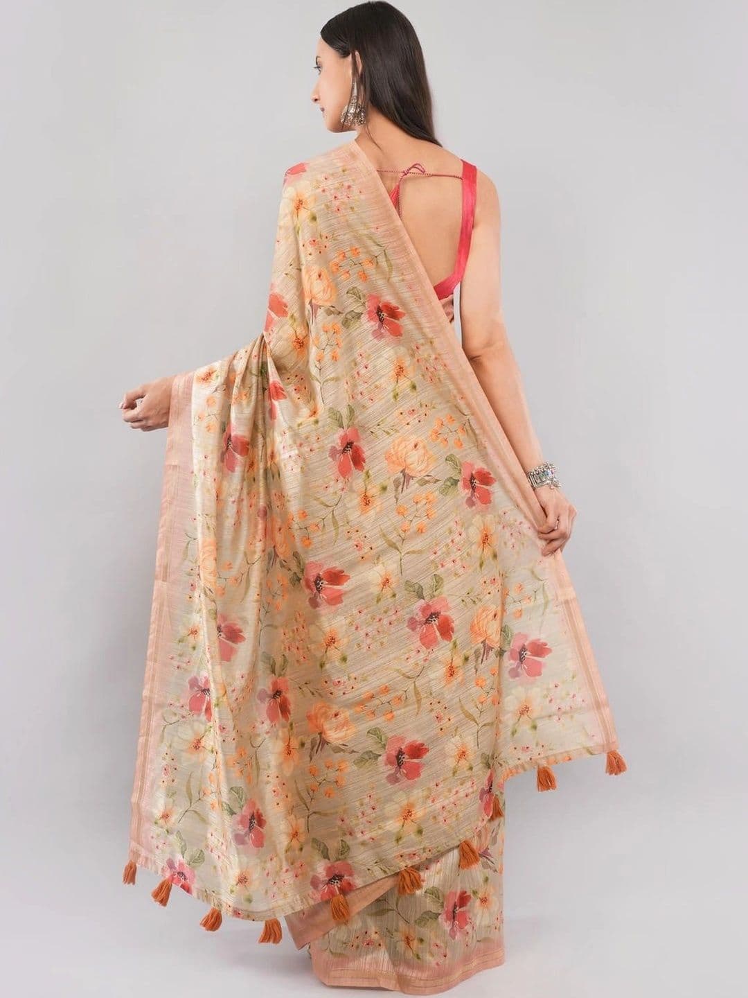 SAMANTHA Women Floral Zari Silk Cotton Saree thumbnail 4