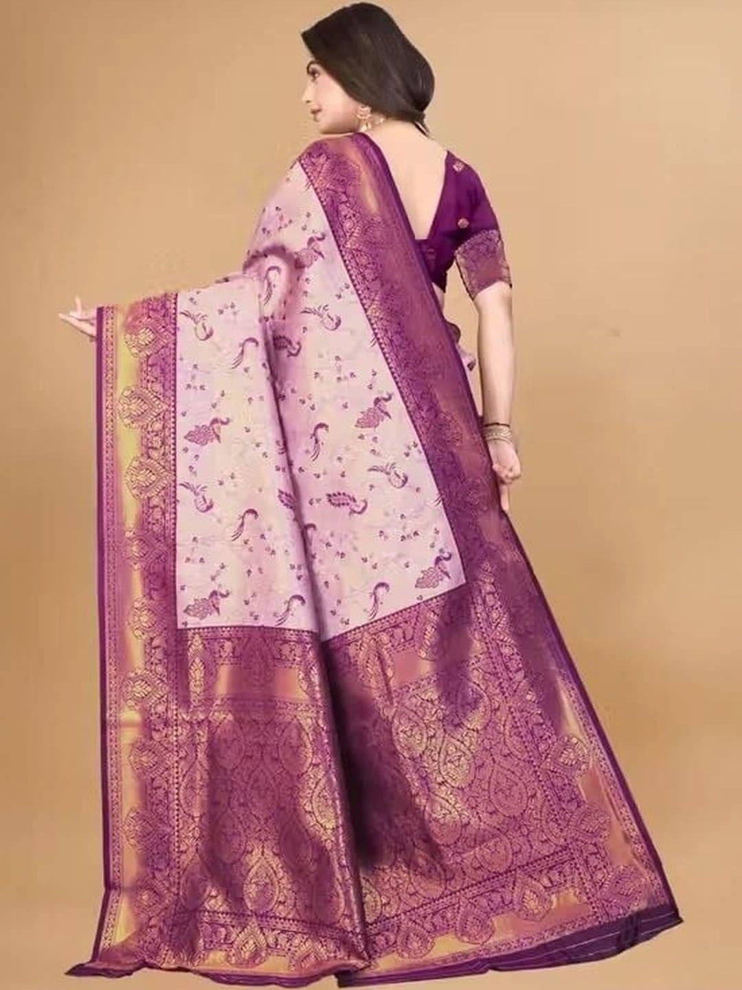 kantuba Woven Design Zari Silk Blend Banarasi Saree thumbnail 3