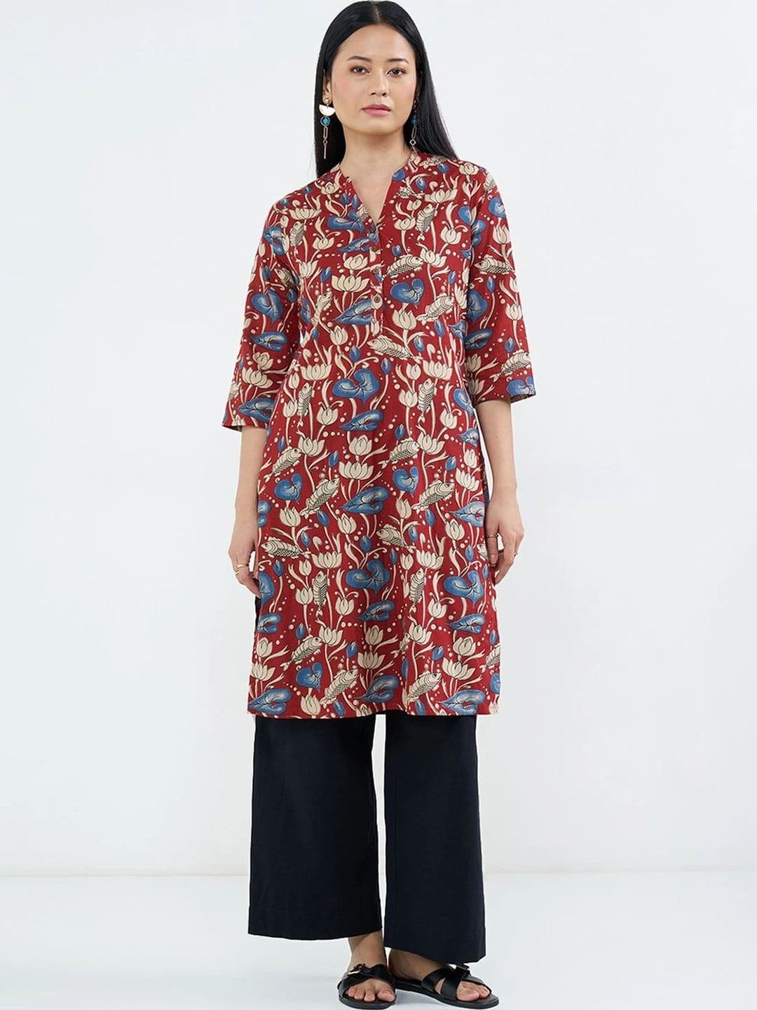 RANGMANCH BY PANTALOONS Women Floral Printed Floral Kurta thumbnail 4