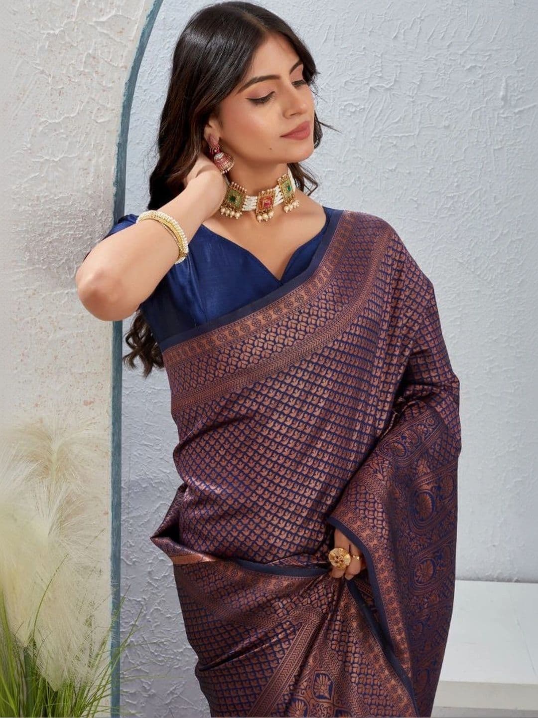 revika Woven Design Zari Art Silk Designer Kanjeevaram Saree thumbnail 5