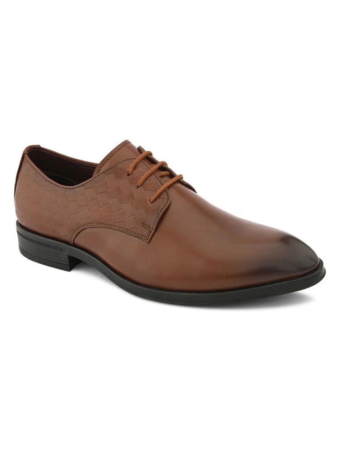 House of Pataudi Men Textured Synthetic Leather Pointed Toe Lace-Ups Derbys Formal Shoes thumbnail 3