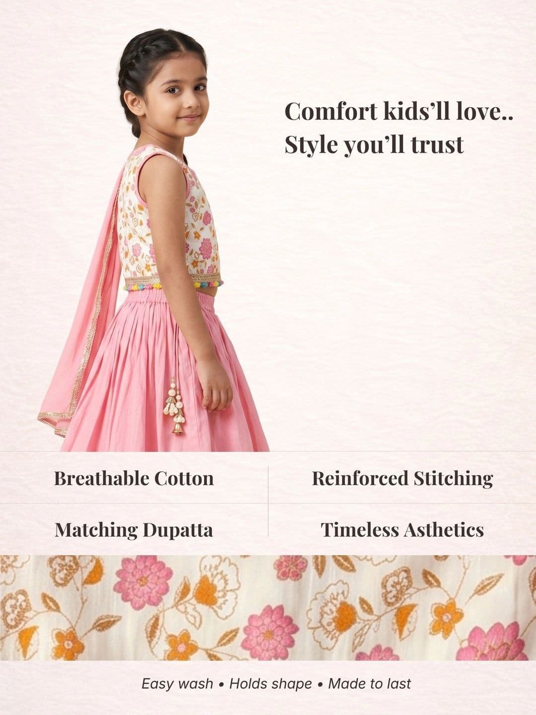 Desi Soota Girls Printed Ready to Wear Lehenga & Blouse With Dupatta thumbnail 7