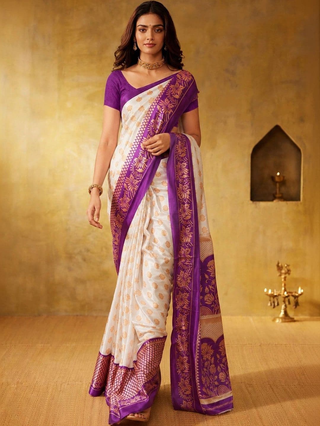 RegalDrapes Ethnic Motifs Zari Saree thumbnail 4