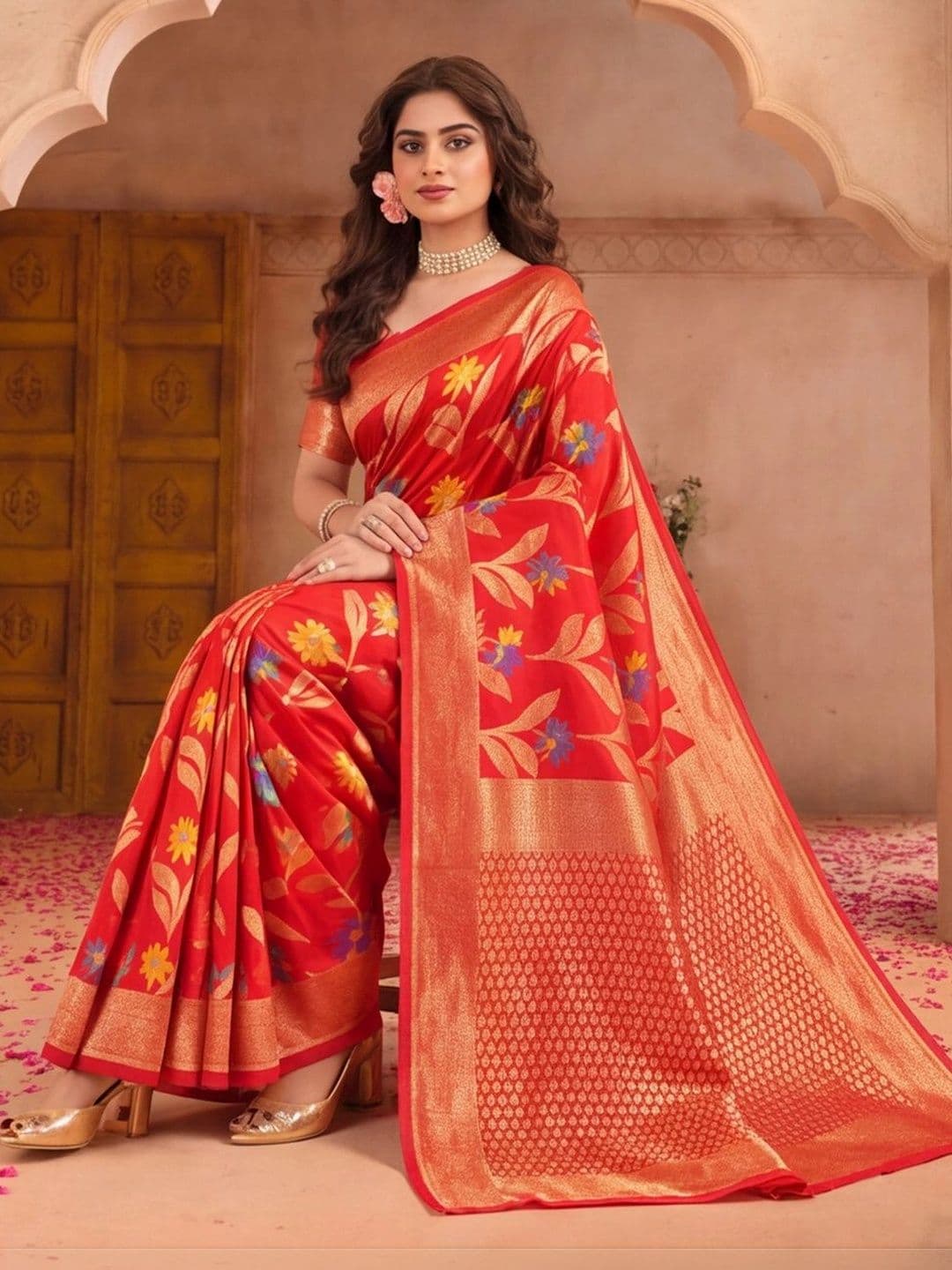 Jaipur Kurti Women Woven Design Zari Silk Cotton Fusion Banarasi Saree thumbnail 2