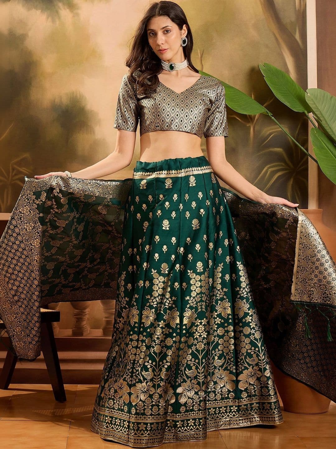Mitera Semi-Stitched Lehenga & Unstitched Blouse With Dupatta thumbnail 4