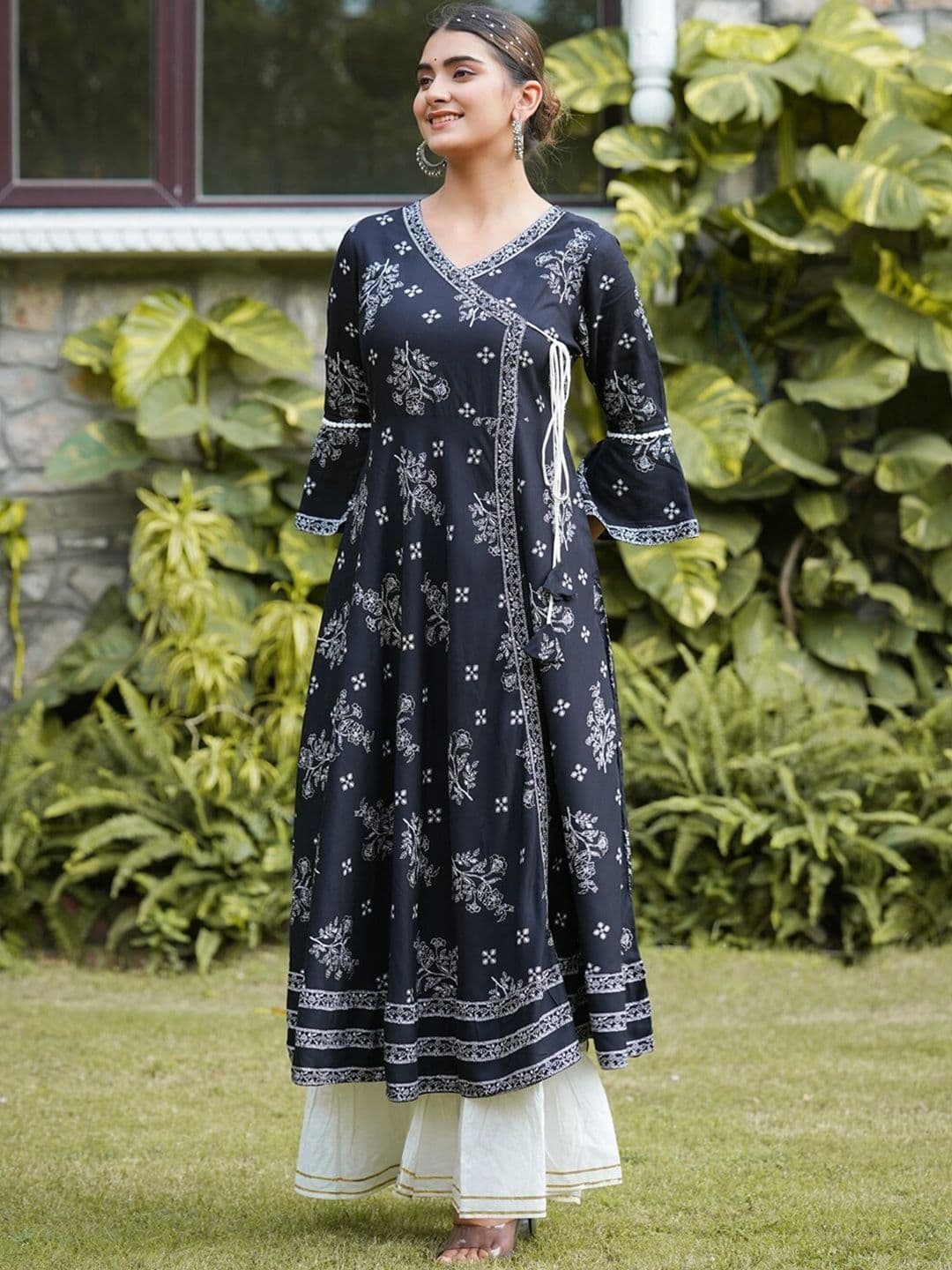 KALINI Floral Printed V-Neck Angrakha Kurta thumbnail 7