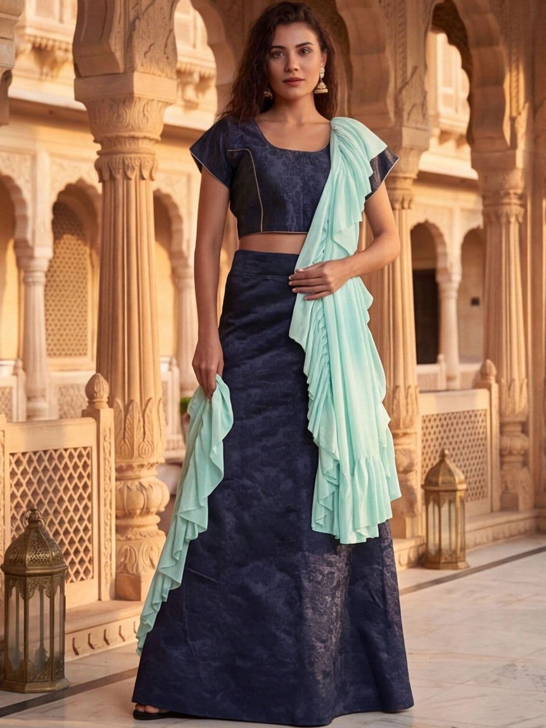 Mitera Semi-Stitched Lehenga & Unstitched Blouse With Dupatta thumbnail 3