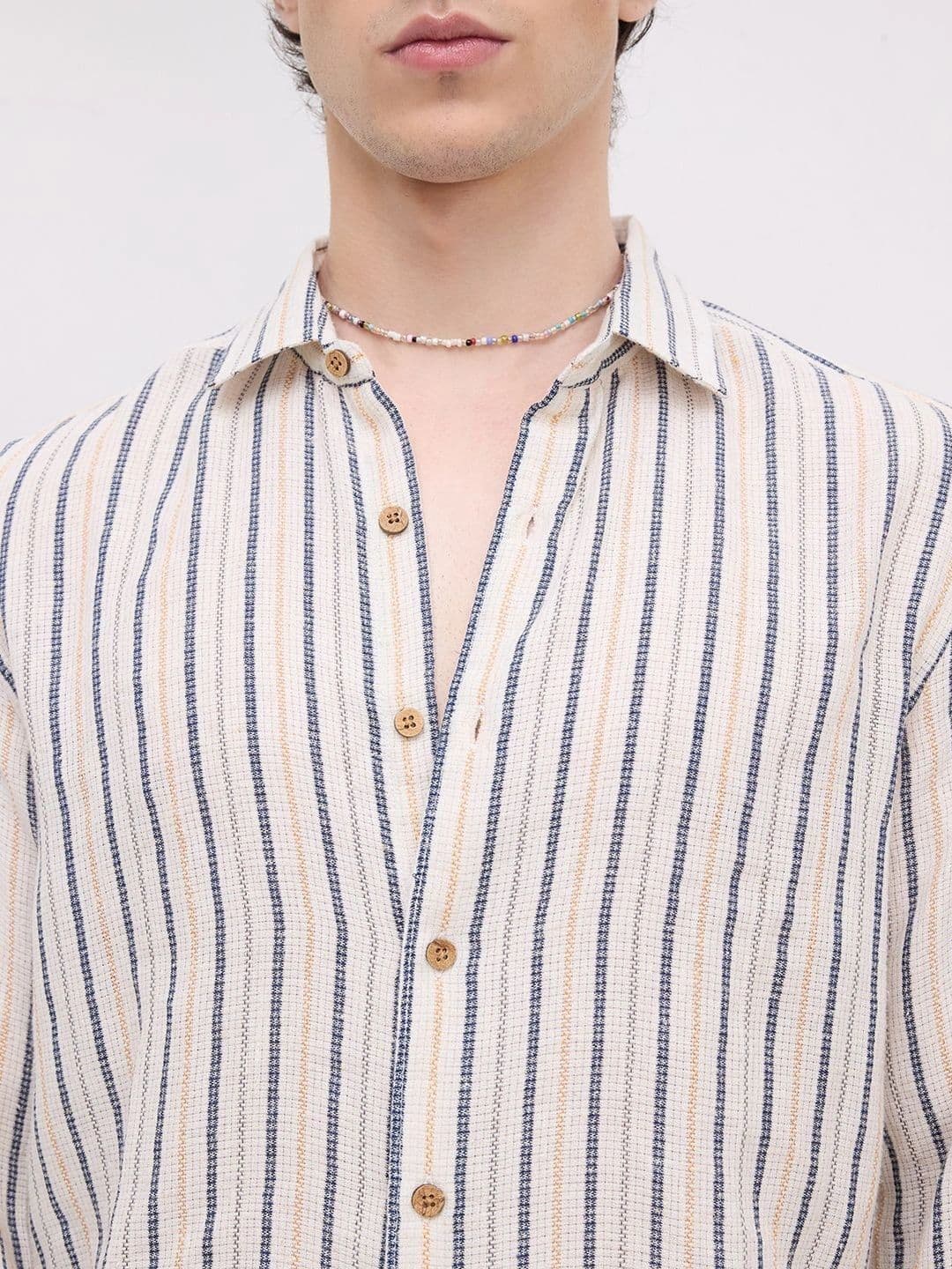VASTRADO Men Classic Slim Fit Striped Casual Shirt thumbnail 4