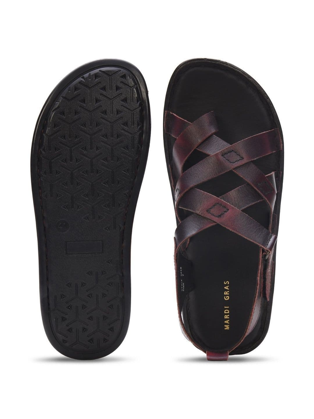 Mardi Gras Men Leather Comfort Sandals thumbnail 3