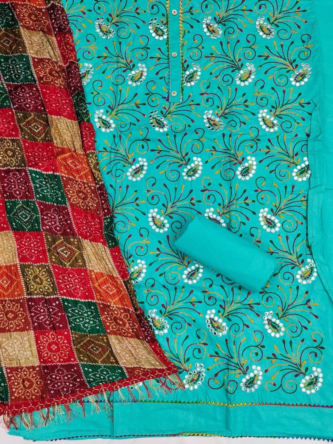 Dhaaga Ghar Women Embroidered Unstitched Dress Material thumbnail 3