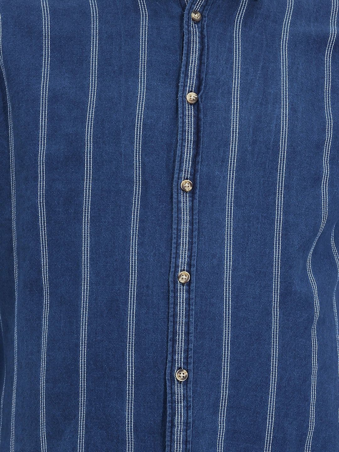 Sztori Plus Size Striped Pure Cotton Casual Shirt thumbnail 2