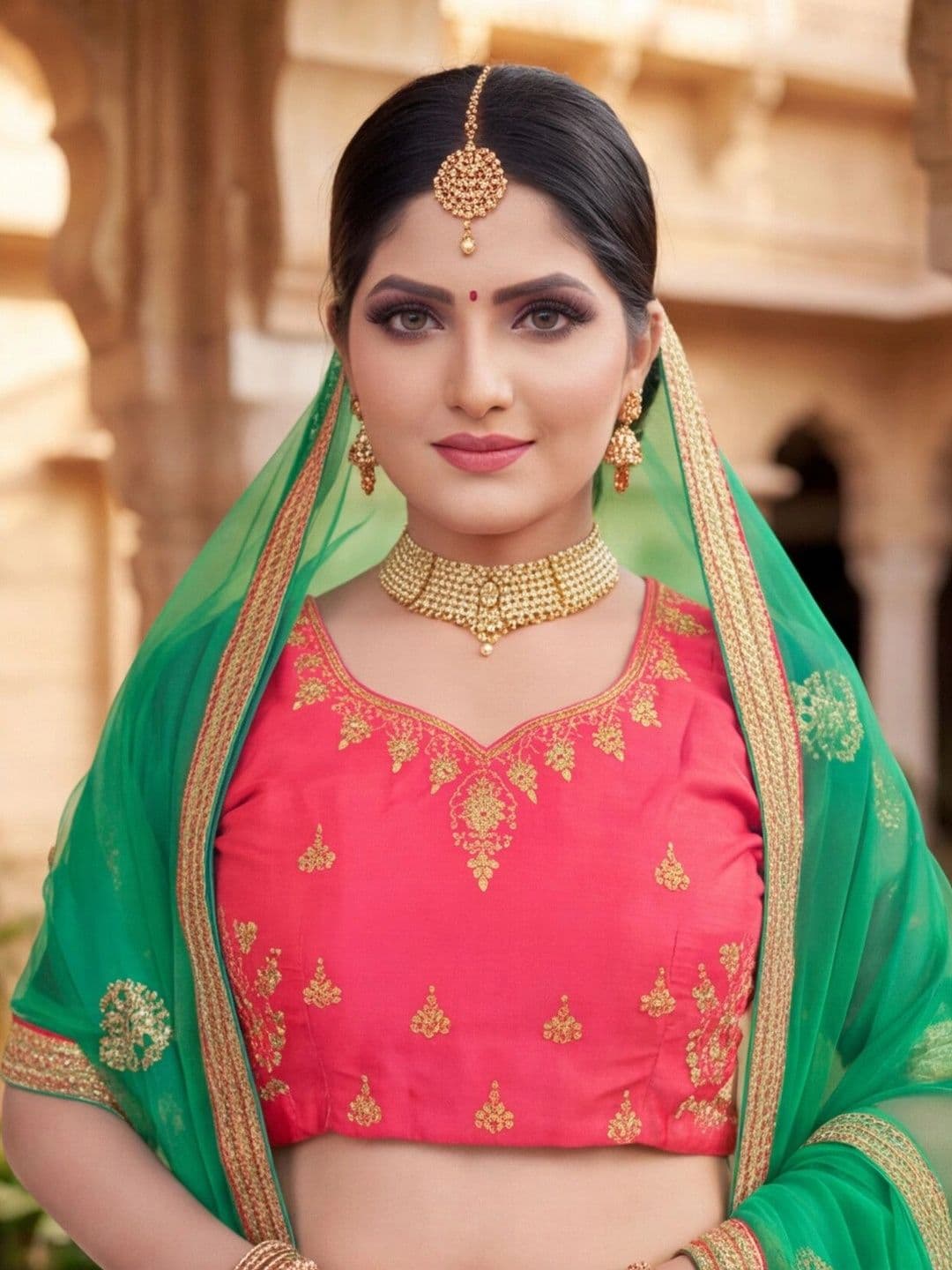 Mitera Embroidered Thread Work Semi-Stitched Lehenga & Unstitched Blouse With Dupatta thumbnail 4