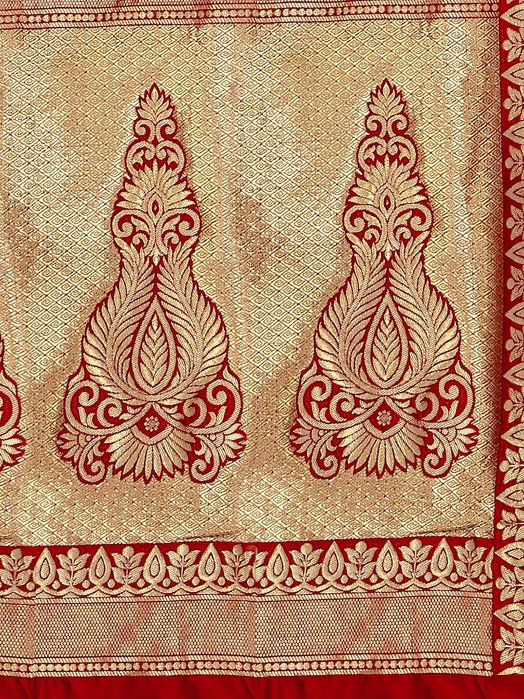 Sangria Woven Design Zari Silk Blend Designer Banarasi Saree thumbnail 3
