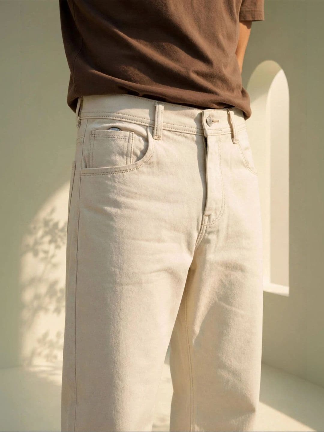 HERE&NOW Men's Washed Mid-Rise Wide-Leg Fit Jeans thumbnail 3